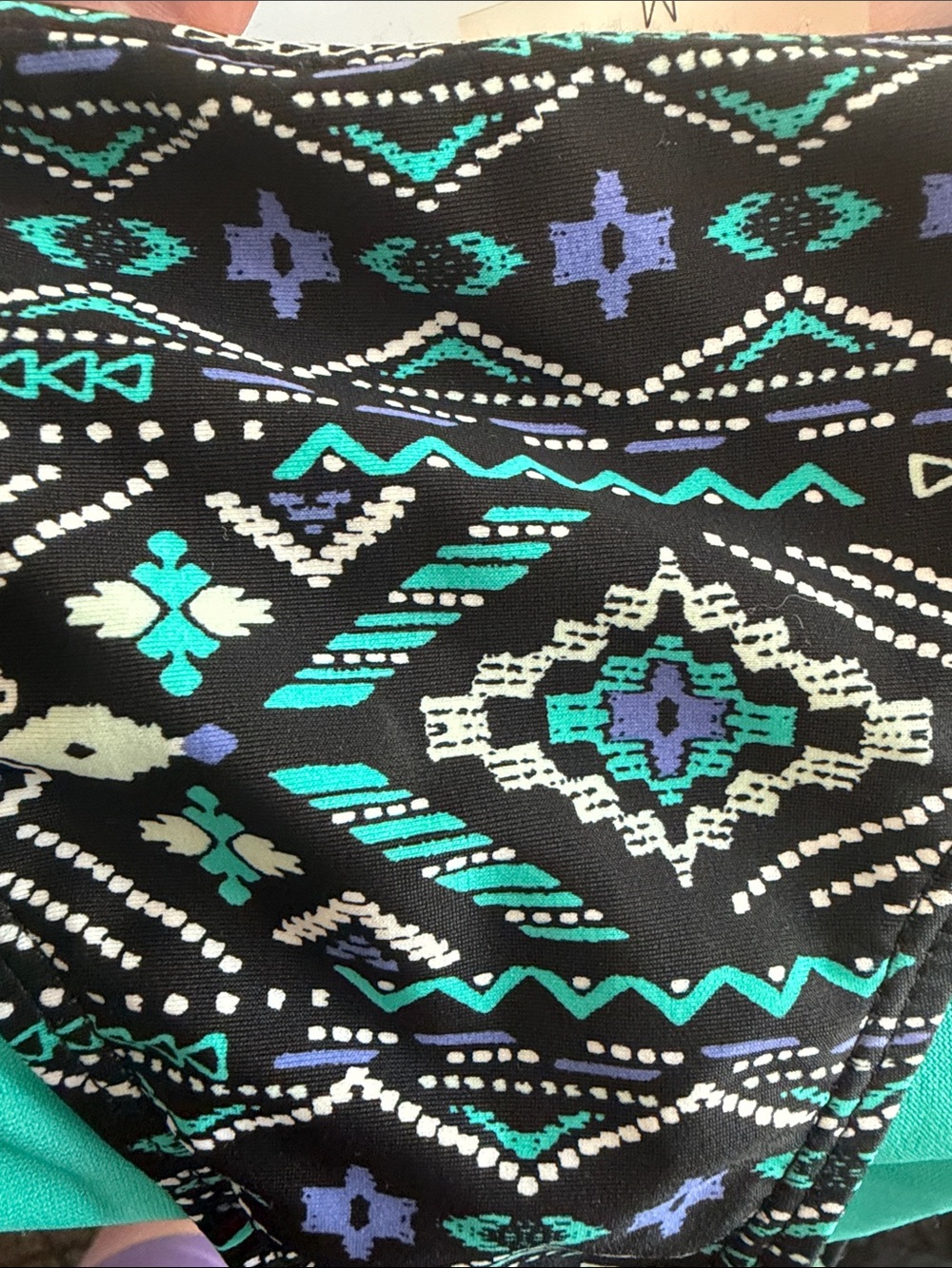 Hot Water - Teal, Purple, White and Black Aztec Print Bikini Bottoms - Picture 6 of 6